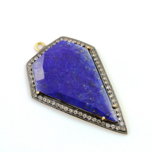 Lapis Faceted Pave Set in White Sapphire Bezel, (LPSWTZ-A216) - Beadspoint