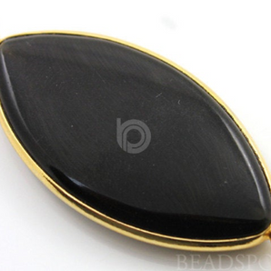 Black Onyx Large Bezel Gemstone Pendant, (BZC20x38) - Beadspoint