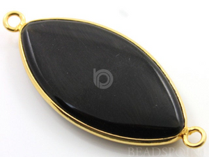 Black Onyx Large Bezel Gemstone Pendant, (BZC20x38) - Beadspoint