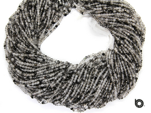 Black Rutile Micro Faceted Rondelle Beads, (BRUTL-2.5FRNDL) - Beadspoint