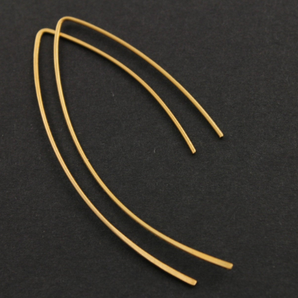 Gold Vermeil Long V shape Ear Wire ,VM/725/B) - Beadspoint