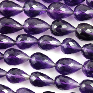 Amethyst Faceted Top Drilled Pear Drops, (AM/SDTR/5x7-6x10) - Beadspoint