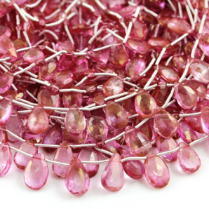 Pink Topaz Faceted Pear Drop, (TPZP/PR/8x12 ) - Beadspoint