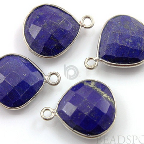 Lapis Lazuli Faceted Heart Bezel, (SSBZC6000) - Beadspoint