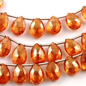 Orange Topaz Faceted Pear Drop, 8x11 mm, 1 Full Strand, (TPZOR/PR/8x11) - Beadspoint