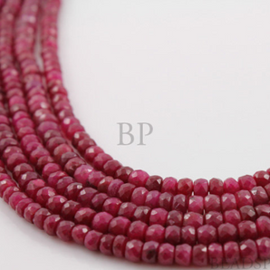 Ruby Faceted Rondelle Beads, (RBY4FRNDL) - Beadspoint