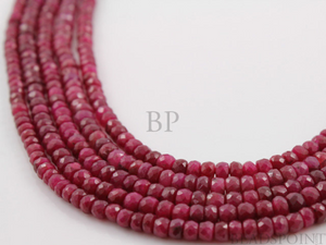 Ruby Faceted Rondelle Beads, (RBY4FRNDL) - Beadspoint
