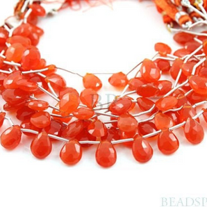 Carnelian Faceted Pear Drops,(CAR9x12FPear) - Beadspoint