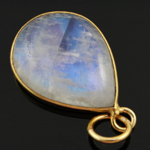 Rainbow Moonstone Smooth Bezel Pendant, (RNM-A-18) - Beadspoint