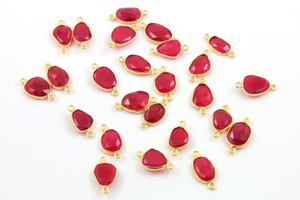 Fuchsia Chalcedony Faceted Pear Connector, (CHAL/FCHA/9x12) - Beadspoint