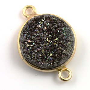 Druzy Crystal  Bezel Coin Component, (DRZ-1011) - Beadspoint