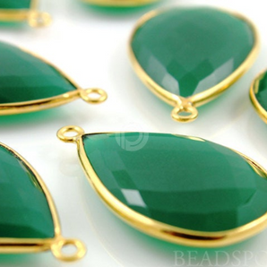 Green Onyx Faceted Pear Bezel, (BZC7075) - Beadspoint