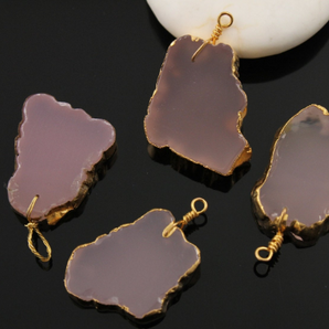 Rose Quartz Freeform Slab Pendant , (BZC9035/RQ) - Beadspoint