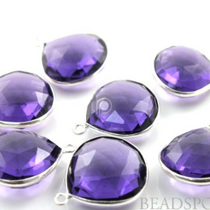 Natural Purple Faceted Heart Bezel, (SSBZ7020) - Beadspoint