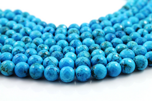 Turquoise Faceted Round Bead, (TQB/RD/9-11) - Beadspoint