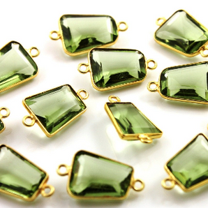 Green Amethyst Fancy  Bezel Connector (BZC9042/CNT/GAM) - Beadspoint