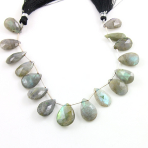 Labradorite Faceted Pear Briolettes Beads, (LAB19x15PR) - Beadspoint