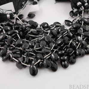 Black Onyx Faceted Pear Drops, , (X10x14Fpear) - Beadspoint