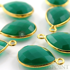 Green Onyx Faceted Baby Pear Bezel, (BZC7550) - Beadspoint