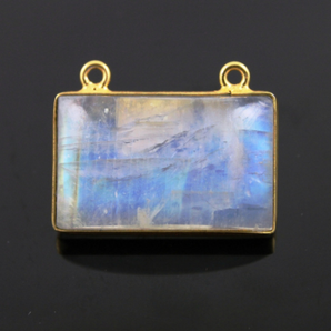 Rainbow Moonstone Smooth Rectangle Pendant, (RNB16x22) - Beadspoint