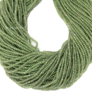 Green Amethyst Micro Faceted Rondelle Beads, (GAMST-2.5FRNDL) - Beadspoint