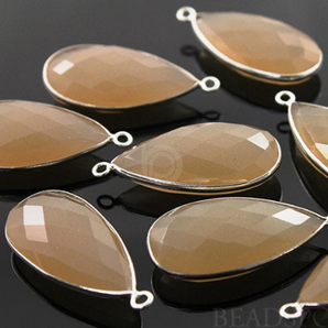 Sand Chalcedony Faceted Pear Bezel (SSBZC7056) - Beadspoint