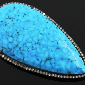 Turquoise with White Sapphire Pendant, 20x50 mm,(A-201) - Beadspoint