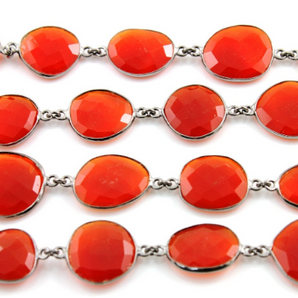 Carnelian Faceted Oval Chain, (BC-CAR-54) - Beadspoint