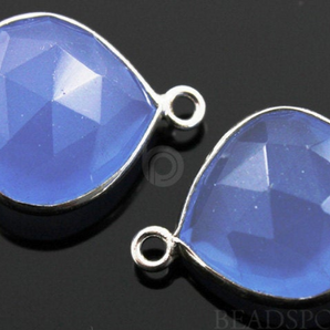 Light Indigo Chalcedony Faceted Heart Shape Bezel, (SSBZ7040) - Beadspoint