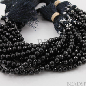 Black Onyx Micro Faceted Roundel Beads, (X4-5Frnd) - Beadspoint