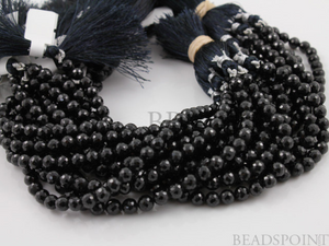 Black Onyx Micro Faceted Roundel Beads, (X4-5Frnd) - Beadspoint
