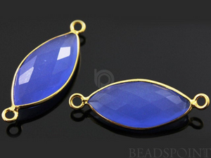 Dark Blue Chalcedony Faceted Marquise Connector, (BZC3010) - Beadspoint
