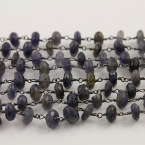 Iolite Faceted Wire Wrapped Roundel Rosary, (RS-IOL-171) - Beadspoint