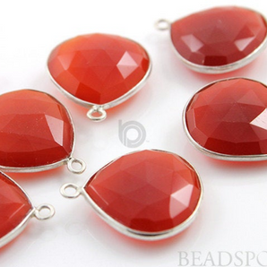 Carnelian Faceted Heart Shape Bezel, (SSBZC7023) - Beadspoint