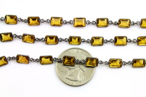 Whiskey Topaz Faceted Rectangle Bezel Chain, (BC-WTZ-100) - Beadspoint