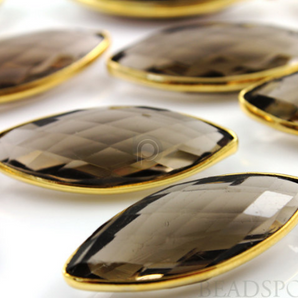 Smokey Quartz Faceted Marquise Bezel (BZC7206) - Beadspoint