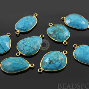 Turquoise Faceted Oval Connector, (BZC7108) - Beadspoint