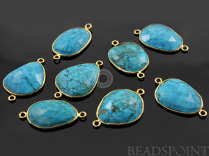 Turquoise Faceted Oval Connector, (BZC7108) - Beadspoint