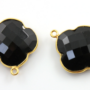 Black Onyx Faceted Clover Bezel, (BZC8015) - Beadspoint