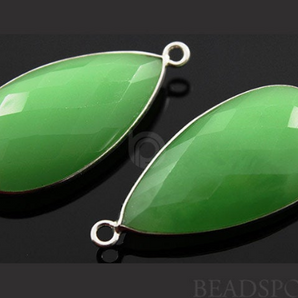 Chrysoprase Pear Bezel Pendant,  (SSBZC7069) - Beadspoint