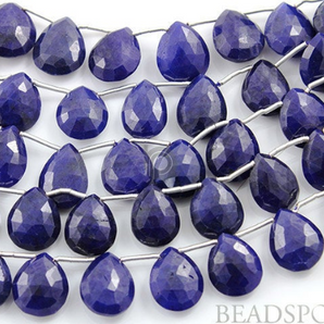 Sapphire Faceted Pear Drops, 4 Pieces ,(4DSP10x13FPEAR) - Beadspoint