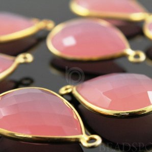 Rose Quartz Faceted Pear Shape Bezel, (BZC7432) - Beadspoint