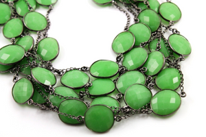 Chrysoprase Faceted Oval Bezel Chain, (BC-CHR-115) - Beadspoint