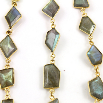 Labradorite Fancy Gemstone Bezel Chain, (LAB-FNCY-02) - Beadspoint