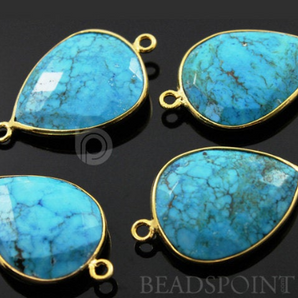 Turquoise Faceted Pear Shape Connector , (BZC7110) - Beadspoint