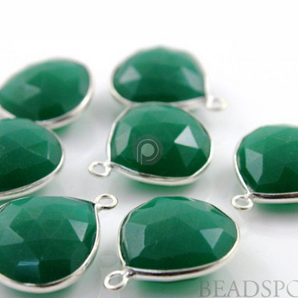 Deep Green Dyed Emerald Heart Bezel, (SSBZ8005) - Beadspoint