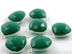 Deep Green Dyed Emerald Heart Bezel, (SSBZ8005) - Beadspoint