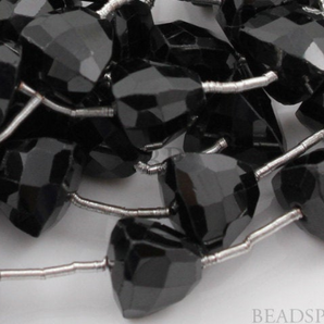 Black Onyx Faceted Trillion Pyramid Beads, (X9PYramid) - Beadspoint