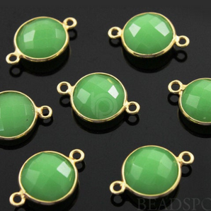 Chrysoprase Faceted Coin Connector, (BZC7224) - Beadspoint