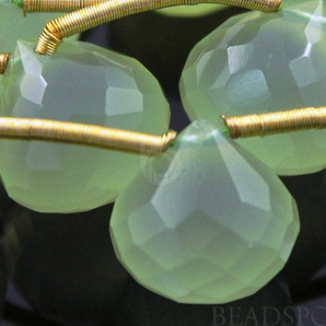 Green Chalcedony Faceted Onion Drops, 4 Pieces (4GCHLC/ONION/10), - Beadspoint